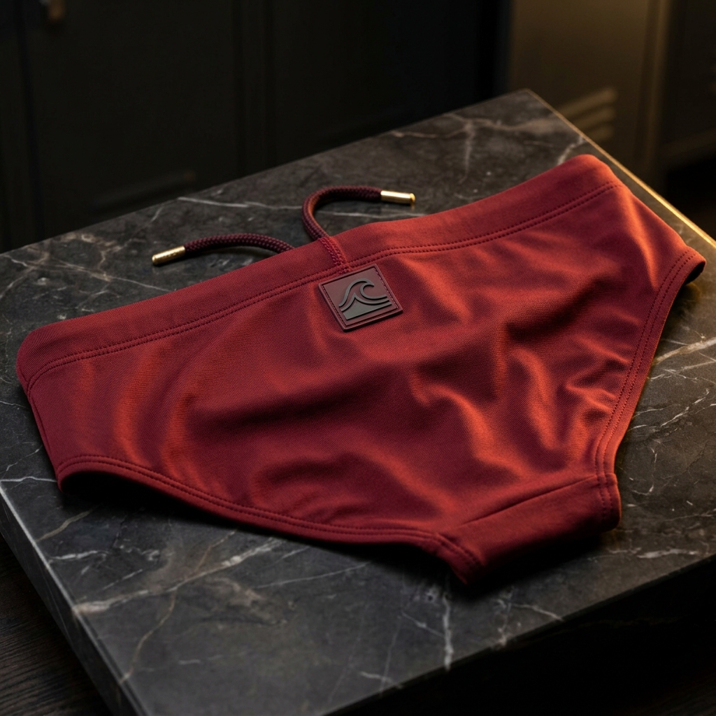 Burgundy Speedos — pre-owned luxury men's swimwear