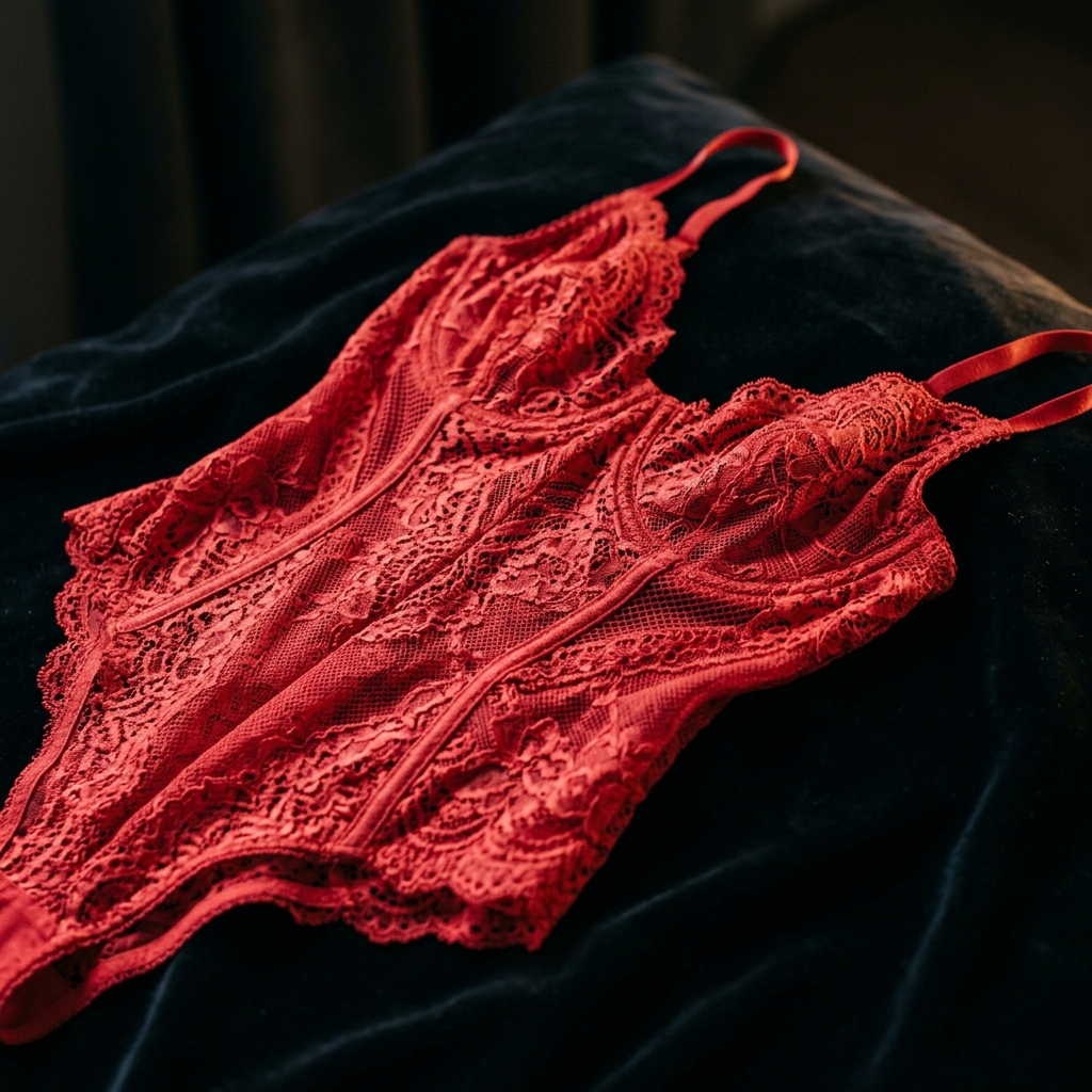 Red Lace Bodysuit — pre-owned luxury lingerie