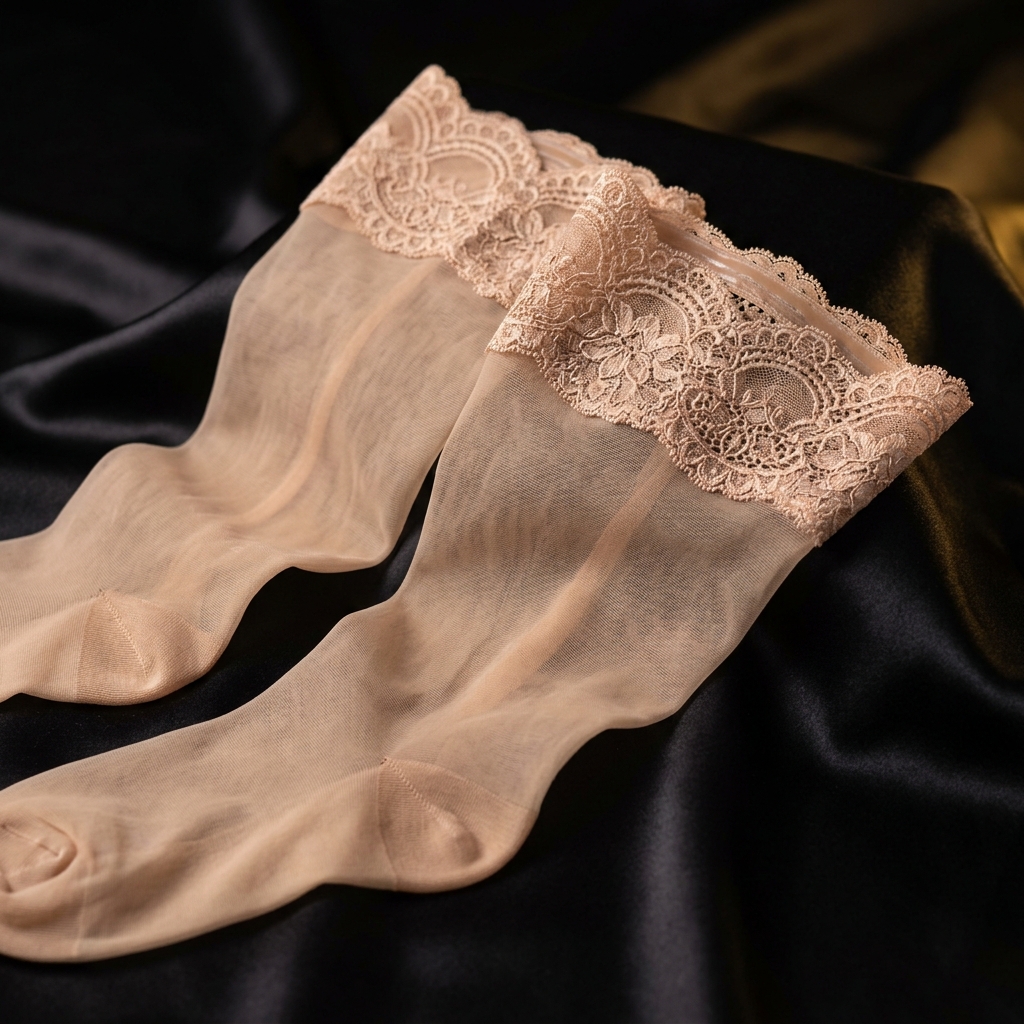 Nude Thigh-High Stockings — pre-owned luxury hosiery